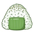 Japanese Onigiri rice with green paper cute drawing