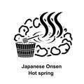 Japanese onsen icon. Hot spring icon isolated on background