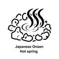 Japanese onsen icon. Hot spring icon isolated on background