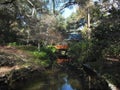 Japanese Orange Bridge in Descanso Gardens Royalty Free Stock Photo