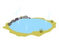 Japanese outdoor onsen pool with hot spring water vector illustration. Cartoon isolated traditional pond with rocks of Royalty Free Stock Photo