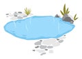 Japanese outdoor onsen pool with hot spring water vector illustration. Cartoon isolated traditional pond with rocks of Royalty Free Stock Photo