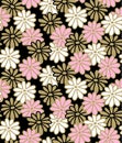 Japanese Overlap Pretty Round Flower Vector Seamless Pattern