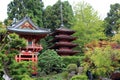 Japanese pagodas in the Japanese Tea Garden, in Golden Gate Park, in San Francisco, California Royalty Free Stock Photo