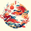 Japanese paper-cut works. Chinese characters mean good luck, wealth and prosperity. AI Generated