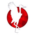 Japanese papercut design template with elegant crane