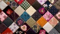 Japanese patchwork pattern with geometric designs and small floral accents Royalty Free Stock Photo
