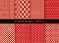 Set Of Japanese Vintage Seamless Patterns, Vector Illustration. Royalty Free Stock Photo