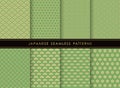 Set Of Japanese Vintage Seamless Patterns, Vector Illustration. Royalty Free Stock Photo