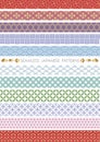 Set Of Japanese Vintage Seamless Borders, Vector Illustration. Royalty Free Stock Photo