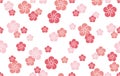 Seamless Pattern With Japanese Vintage Plum Flower Symbols, Vector Illustration.