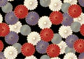 Japanese Auspicious Vintage Chrysanthemum Pattern On A Dark Background.