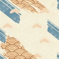 Japanese pattern with brush stroke vector. Asian icon with wave elements.