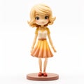 Japanese Peach Girl Figure: Beige And Amber Cartoonish Innocence