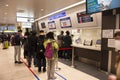 Japanese people and foreign travelers passenger wait and stand in queue for buy tickets MRT trains from auto vending machine Royalty Free Stock Photo