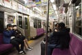 Japanese people and foreigner travelers passengers and journey by keisei line train go to Narita International Airport at Japan Royalty Free Stock Photo