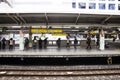 Japanese people and foreigner traveller waiting train and subway Royalty Free Stock Photo