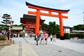 Japanese people and traveler foreigner walking at inside of Fushimi Inari taisha shrine