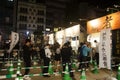 Japanese people and travelers foreigner standing queue buy ramen noodle japanese style at ramen festival at Shinjuku city