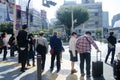 Japanese people waiting traffic signs for walk crossover traffic Royalty Free Stock Photo