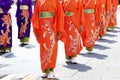 Japanese performers dancing in the famous Yosakoi Festival Royalty Free Stock Photo
