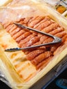 Japanese pickled fish eggs at the Tsukiji Fish Market in Tokyo