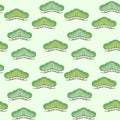 Japanese Pine Leaf Branch Motif Vector Seamless Pattern