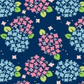 Japanese Pink And Blue Hydrangea Pattern