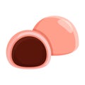 Japanese pink mochi rice balls with sweet red bean paste. Isolated vector asian food dessert illustrations