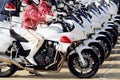 Japanese police woman on motorcycle