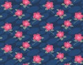 Japanese Pretty Pink Flower Vector Seamless Pattern Royalty Free Stock Photo