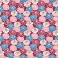Japanese Pretty Round Flower Vector Seamless Pattern