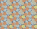 Japanese Pretty Round Flower Vector Seamless Pattern