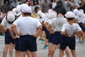 2017 OCTORBER 01. TOKYO JAPAN. Japanese primary school students are in the row to prepare for sport day at public park Royalty Free Stock Photo