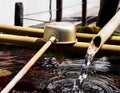 Japanese purification fountain and ladle Royalty Free Stock Photo