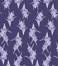 Japanese Purple Flower Bouquet Vector Seamless Pattern
