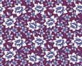 Japanese Purple Pretty Flower Vector Seamless Pattern