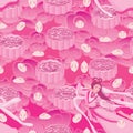 Japanese rabbit chinese moon cake pink fairy seamless pattern