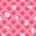 Japanese rabbit circle mochi seamless pattern