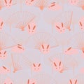 Japanese rabbit fan symmetry seamless pattern