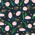 Japanese rabbit glasses seamless pattern