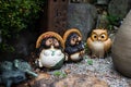 Japanese Tanuki statue in a traditional garden in Kyoto, Japan