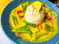 Japanese raisukaree chicken citrusy coconut curry white white rice