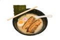 Japanese ramen with fried pork and boiled egg Royalty Free Stock Photo