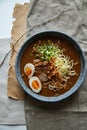 Japanese ramen with pork belly, mushrooms and marinated egg Royalty Free Stock Photo