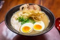 Japanese ramen soup with eggs