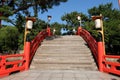 Japanese red bridge in Sumiyoshi