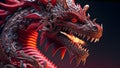 Japanese Red Dragon: Mythical, Dragon Breathes Fire, Oriental Folklore, Eastern Mythology, Traditional Japanese Background, 3D