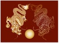 Japanese red dragon tattoo.Dragon on red background for Chinese New Year. Royalty Free Stock Photo