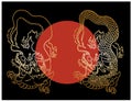 Japanese red dragon tattoo.Dragon on red background for Chinese New Year. Royalty Free Stock Photo